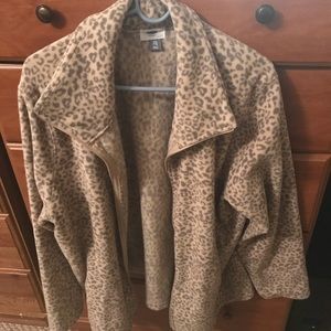 Animal print soft fleece zip up jacket